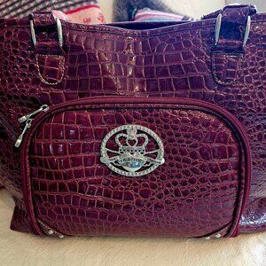 Kathy Van Zeeland LARGE Bag Mock Croc Red Shoulder Purse Weekender